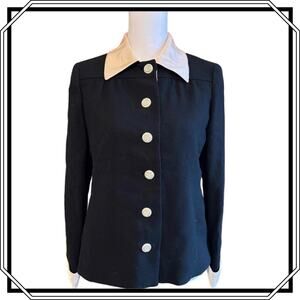 VINTAGE Malcolm Starr Rizkallah Jacket Blazer Rhinestone Buttons Satin Sz 12